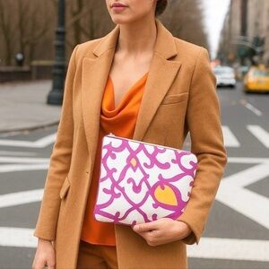 DIANE VON FURSTENBERG Clutch 2016 Spring Collection in Pink White Orange